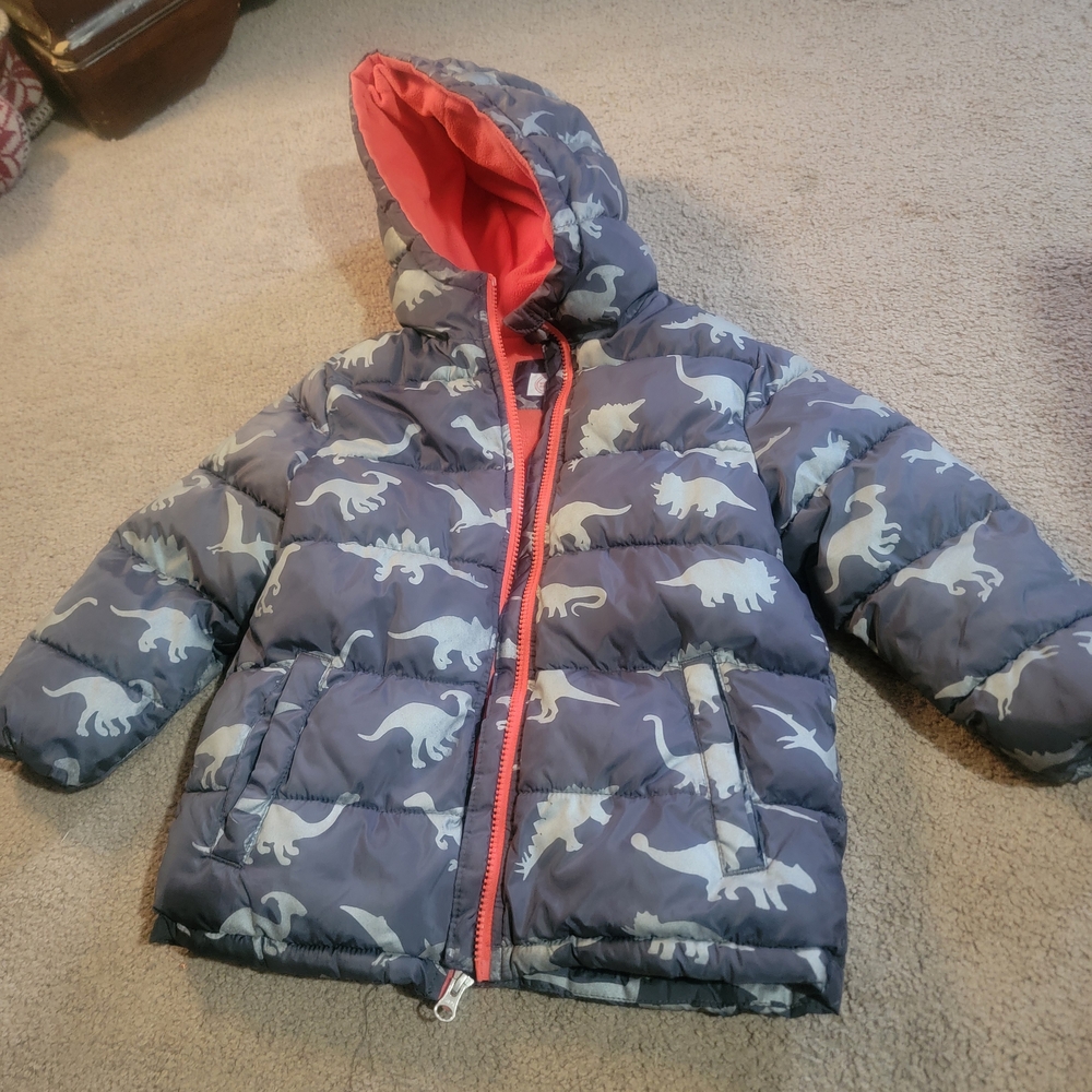 Wonder Nation Dinosaur Print Jacket with Orange Lining
